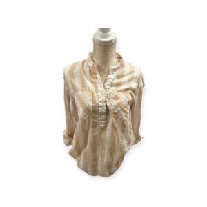 Eden & Olivia Womens Pink & White Striped Women's Large Top
